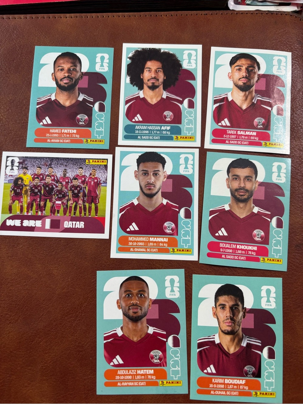 Panini Qatar Team Player Sticker Set - Maroon & Teal Accents